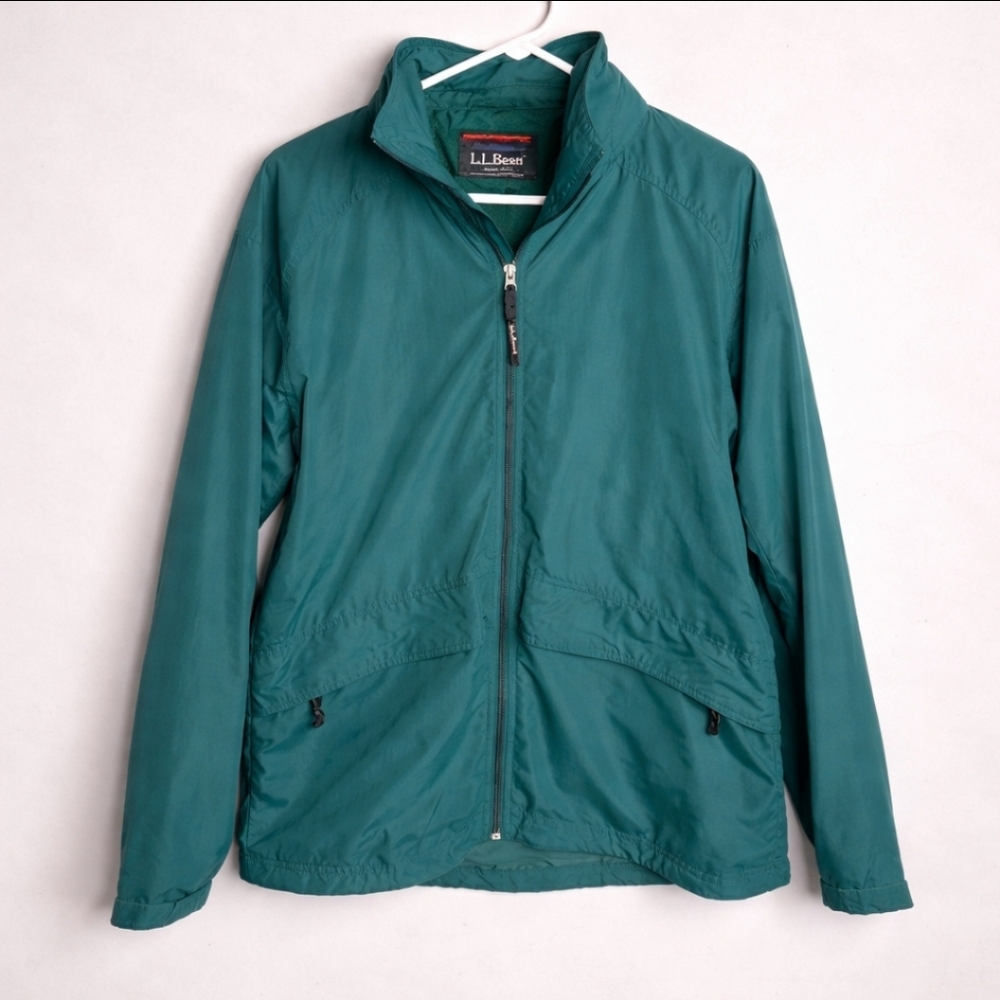 LL Bean Men's Green Nylon Wind Breaker Jacket Retro XL